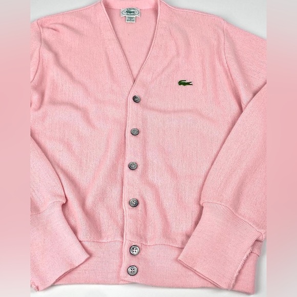 Vintage Izod Lacoste Cardigan Sweater Mens Size Small Pink Casual - Picture 1 of 12